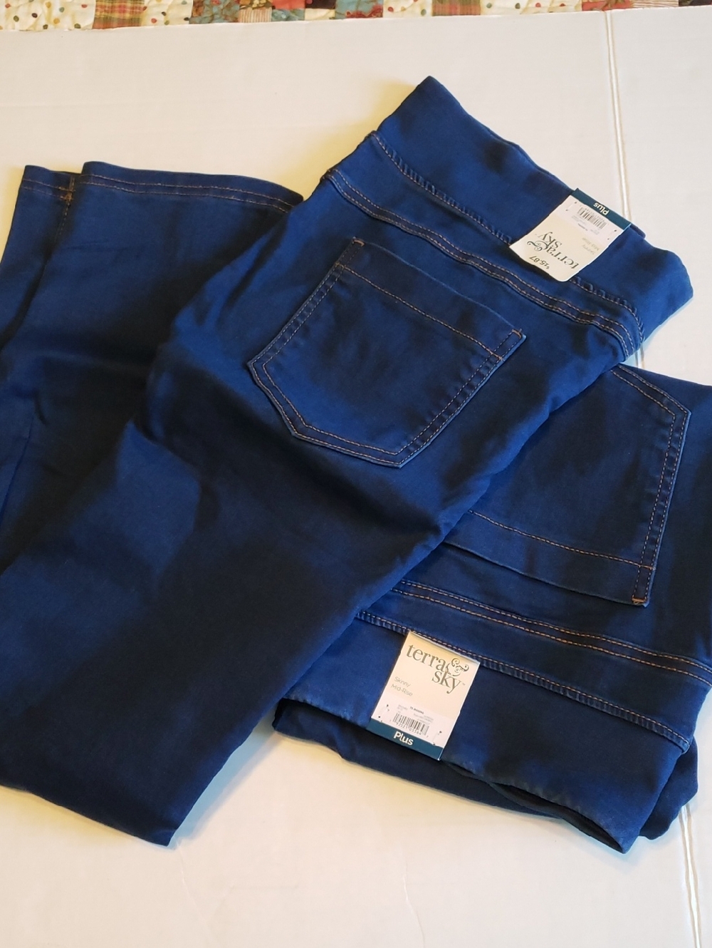 Terra & Sky Plus Size Deep Blue Stretch Jeggings **PRICE IS FOR 2 PAIR**